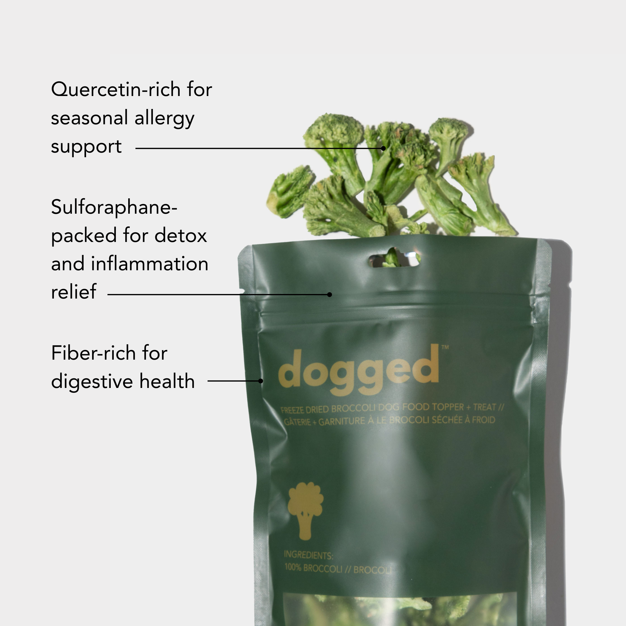 Freeze dried broccoli DOG Topper