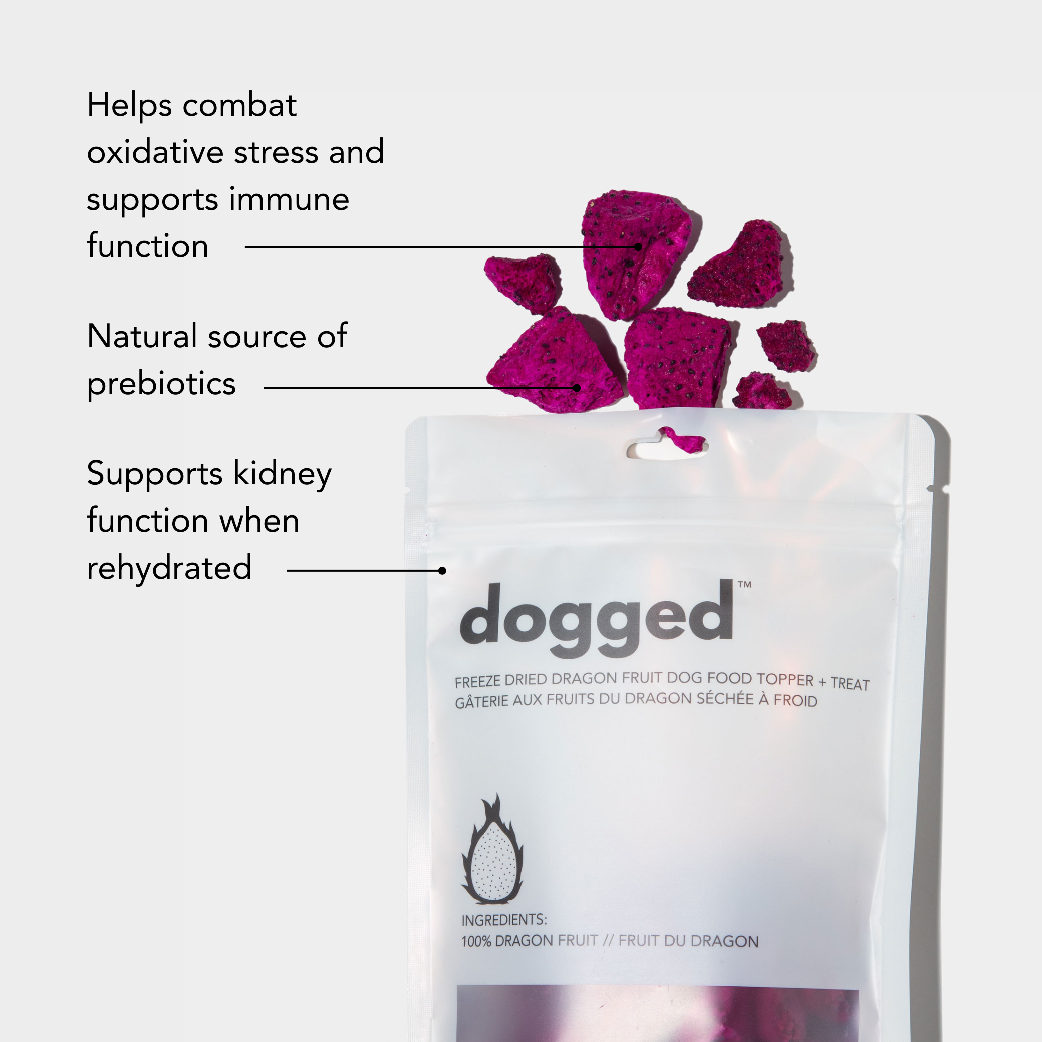 Freeze dried dragon fruit DOG Topper